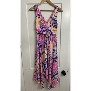 Lilly Pulitzer Women's Sloane Midi V-Neck Dress Catch and Release‎ Size Small
